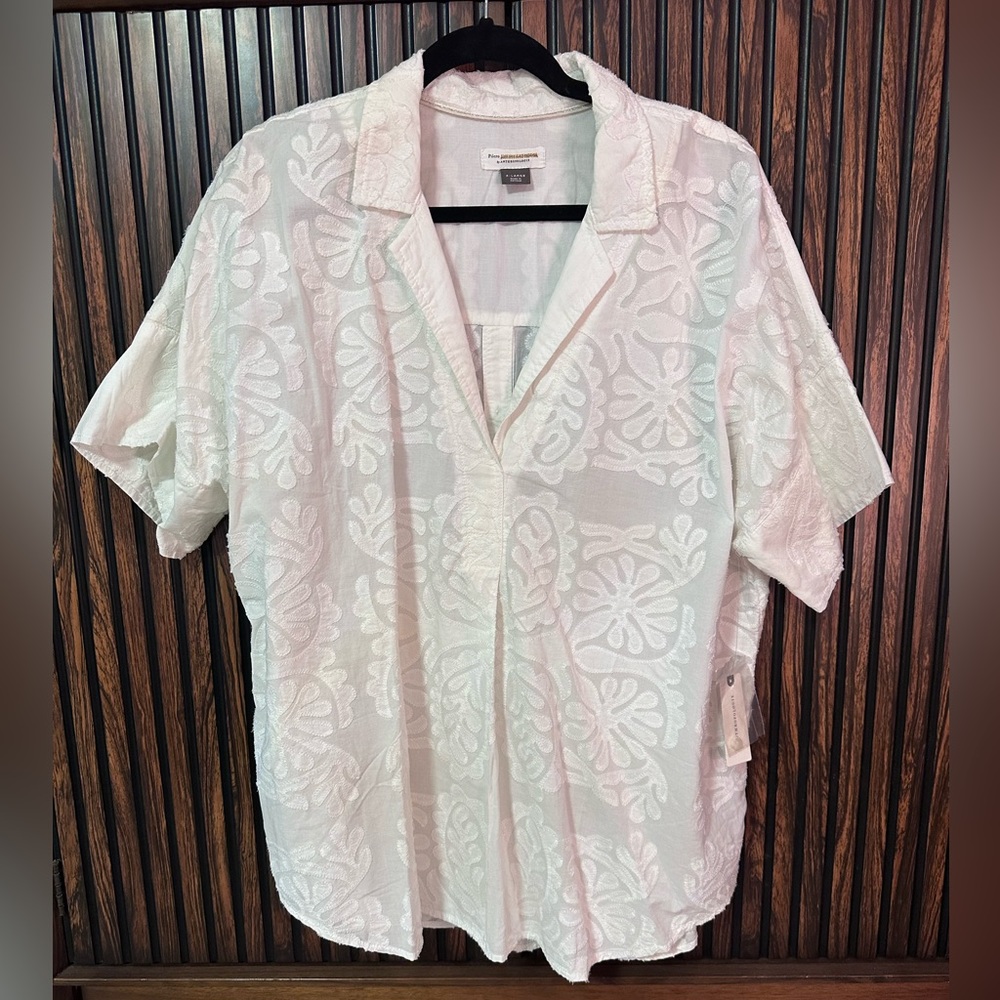 Pilcro for Anthropologie White Embroidered Top
